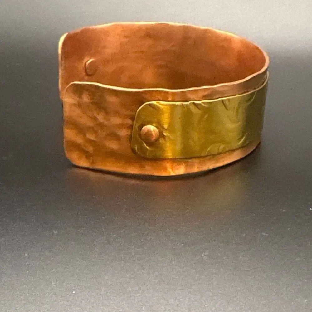 Artisan Brass & Copper Cuff, NEW, Handmade, Double Layer, Natural